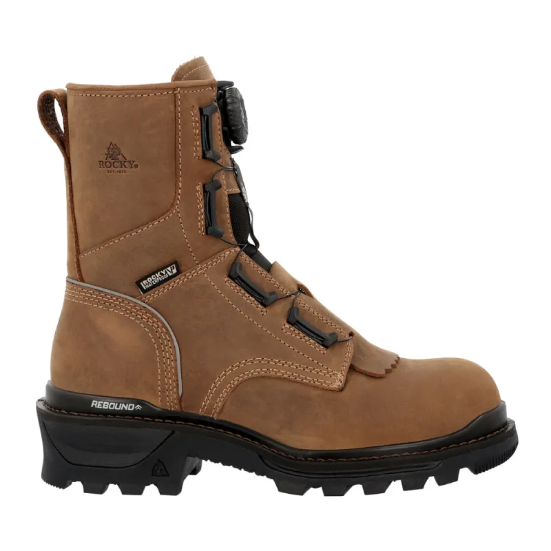 Rams Horn 9 Inch Logger Boa Lace Up Boots made by Rocky