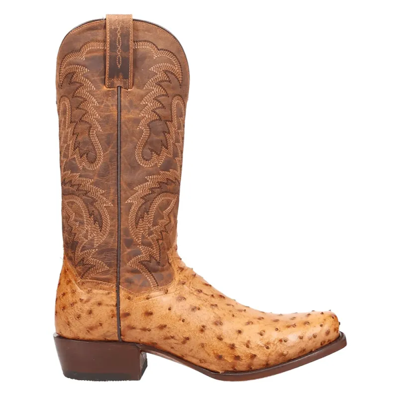Marco Full Quill Ostrich Square Toe Pull On Cowboy Boots made by Shoebacca