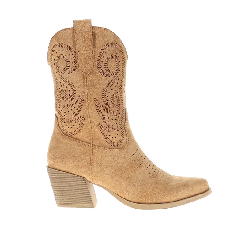 Miranda Embroidered Pointed Toe Pull On Cowboy Booties made by Roper