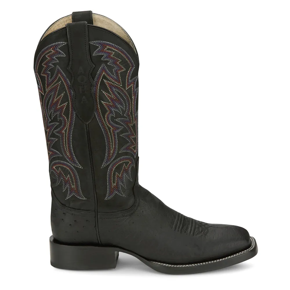 Three Bars 13 Inch Smooth Ostrich Square Toe Cowboy Boots sold by Shoebacca