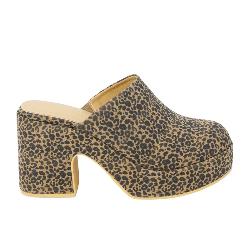 Jayde Cheetah Platform Mule Clogs sold by Shoebacca