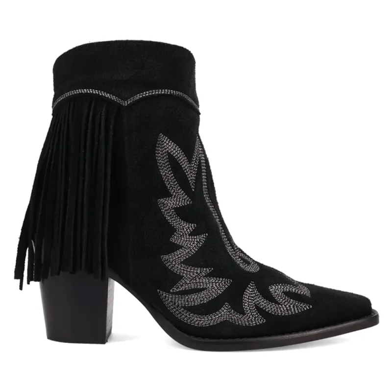 Wild Sage Fringe Snip Toe Zippered Cowboy Booties made by dingo