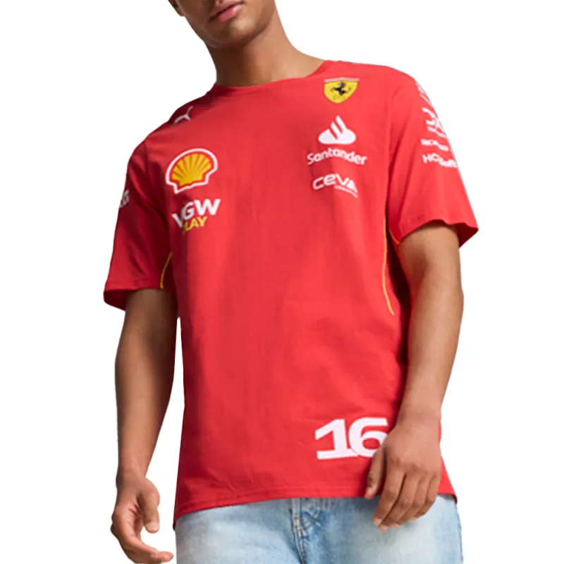Scuderia Ferrari Leclerc Logo Crew Neck Short Sleeve T-Shirt sold by Shoebacca