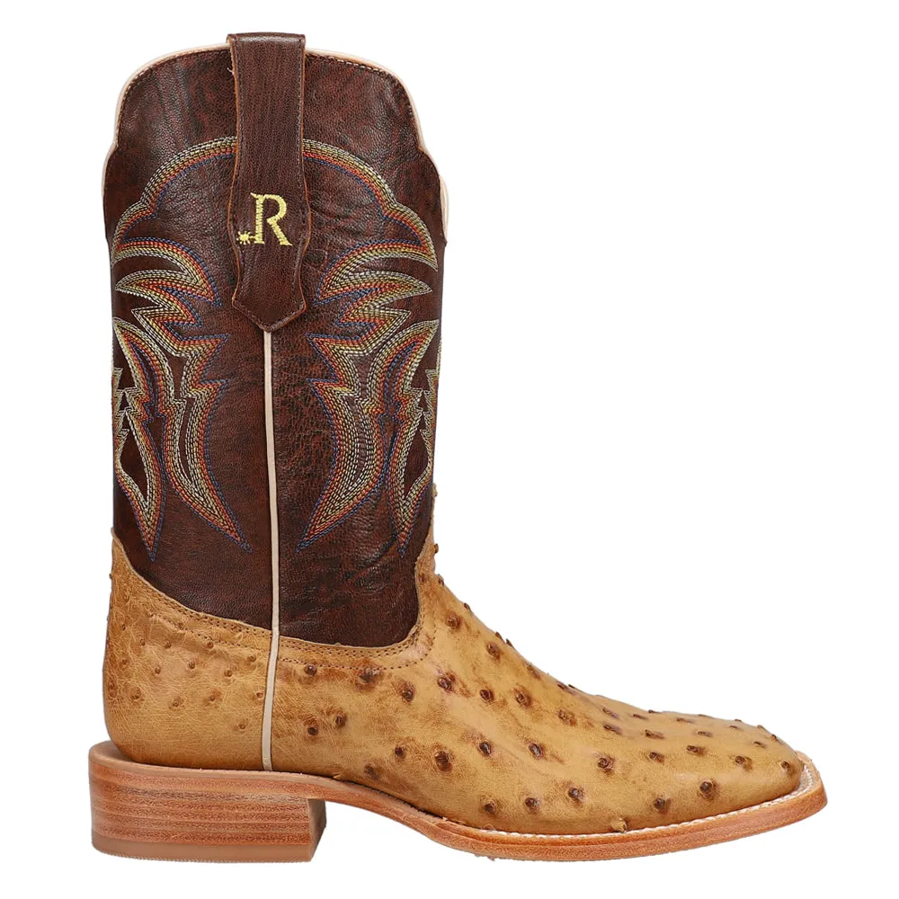 Full Quill Ostrich Embroidered Square Toe Cowboy Boots sold by Shoebacca