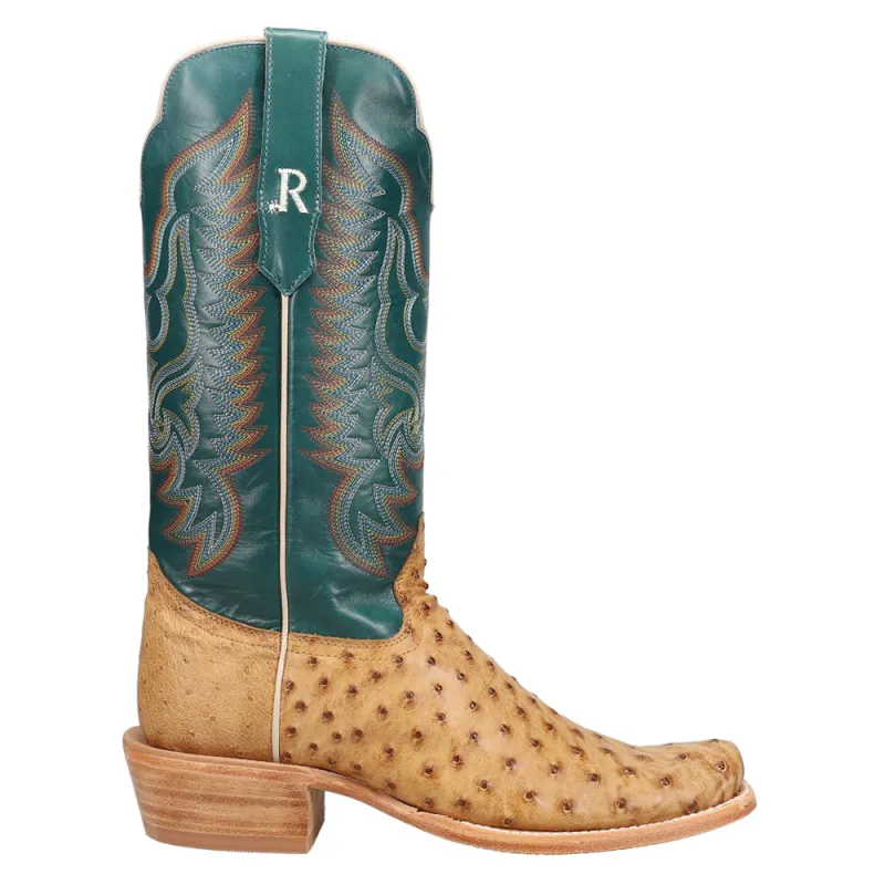 Full Quill Ostrich Embroidered Square Toe Cowboy Boots sold by Shoebacca