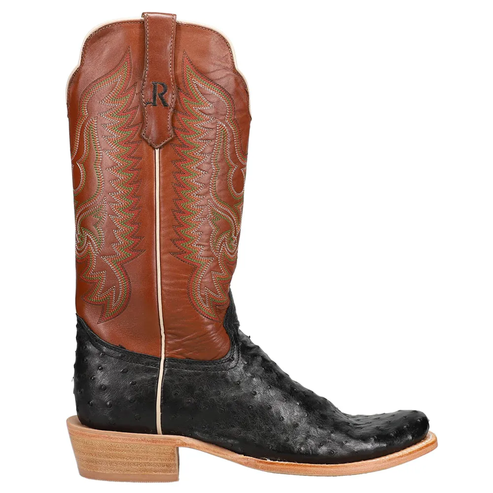 Full Quill Ostrich Embroidered Square Toe Cowboy Boots sold by Shoebacca