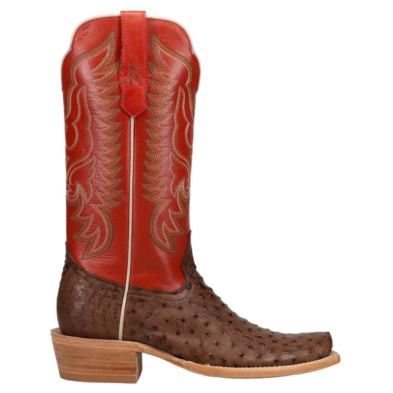 Full Quill Ostrich Embroidered Square Toe Cowboy Boots sold by Shoebacca