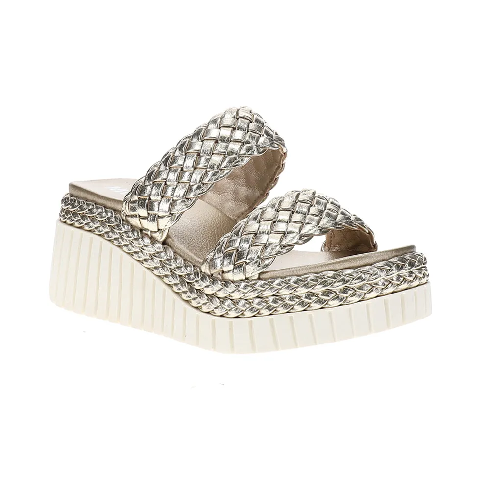 Yoshi Metallic Braided Platform Wedge Sandals sold by Shoebacca product image thumbnail 2