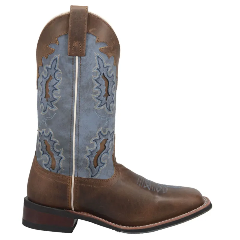 Isla Tooled-Inlay Embroidered Square Toe Cowboy Boots sold by Shoebacca