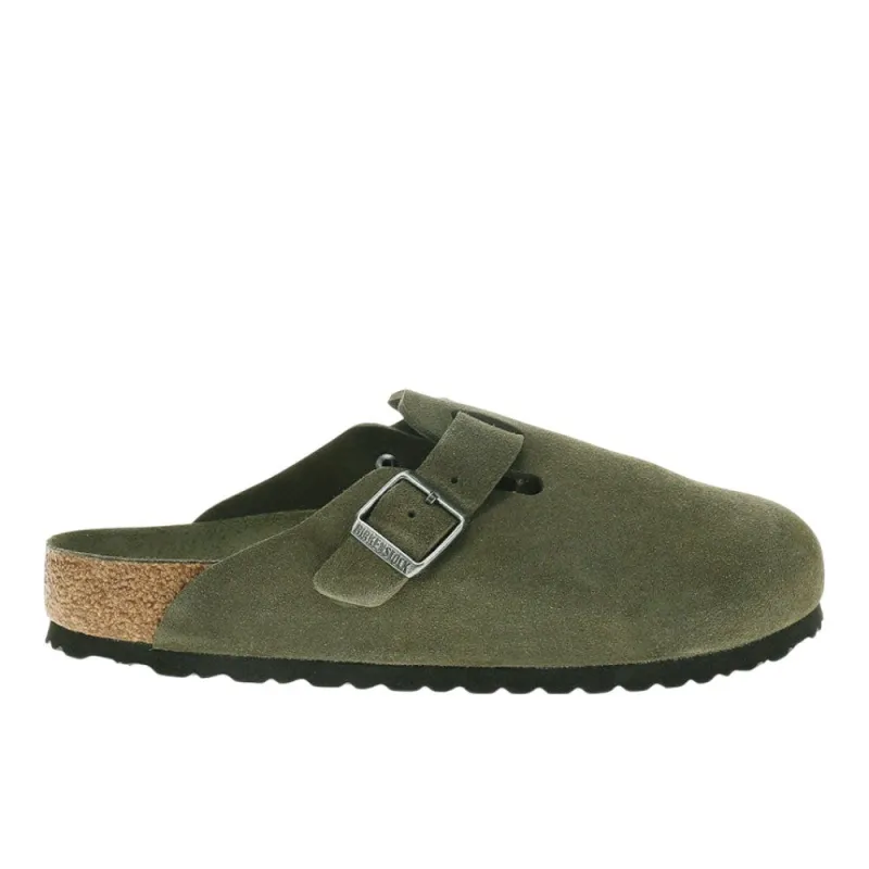Boston Soft Footbed Suede Leather Clogs sold by Shoebacca