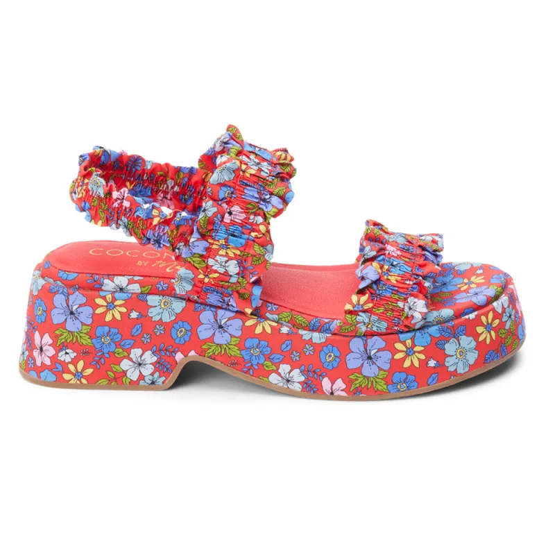 Jean Floral Platform Sandals sold by Shoebacca