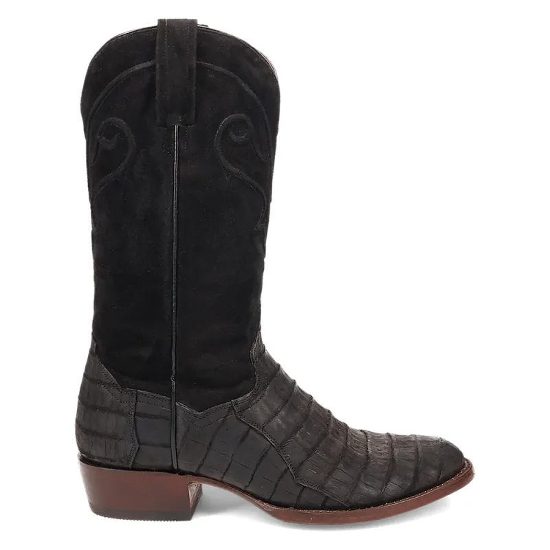 Alvis Emrboidered Caiman Round Toe Pull On Cowboy Boots made by Shoebacca