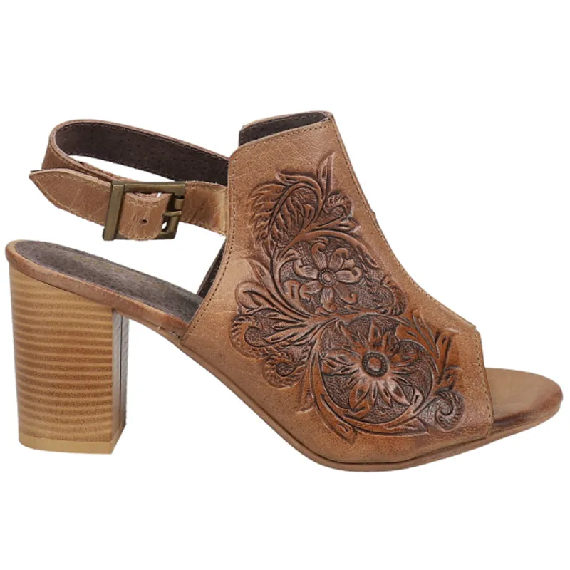 Mika Floral Embossed Peep Toe Block Heel Pumps sold by Shoebacca