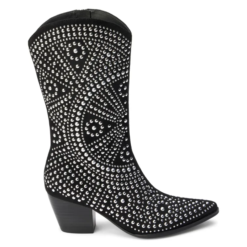Twain Studded Pointed Toe Zippered Cowboy Boots sold by Shoebacca