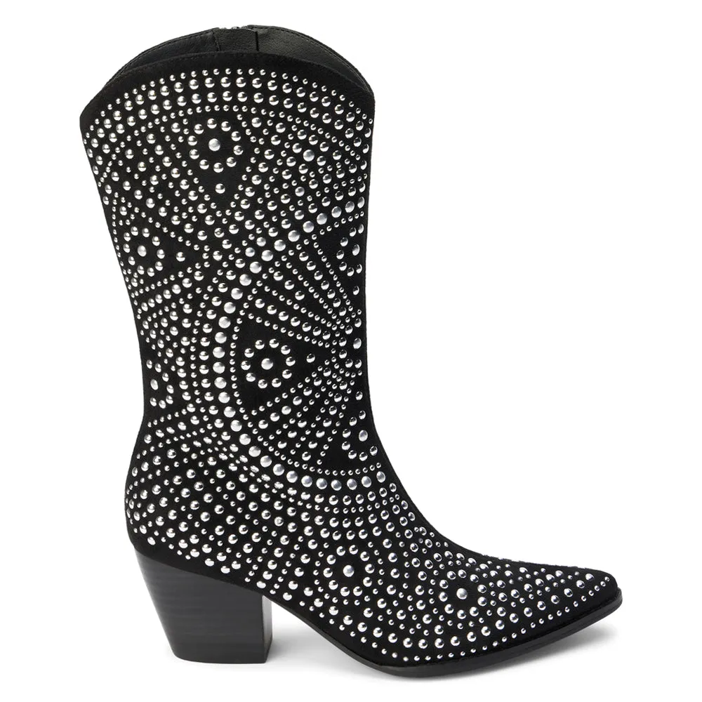 Twain Studded Pointed Toe Zippered Cowboy Boots sold by Shoebacca