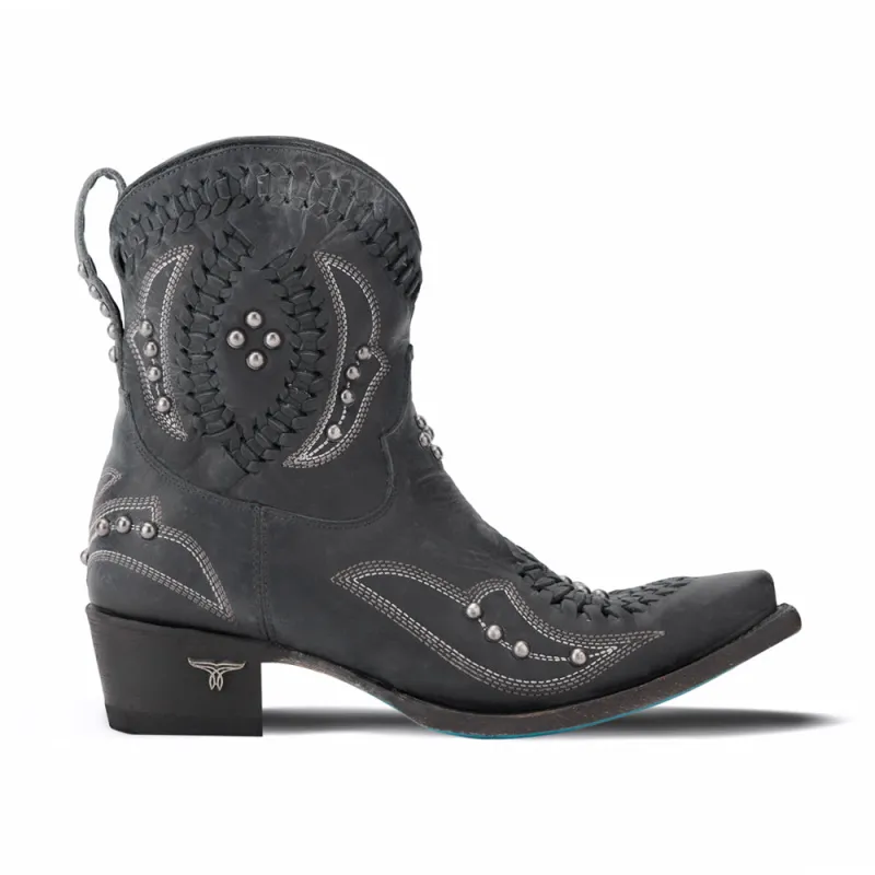 Cossette Embroidered Studded Snip Toe Cowboy Bootie sold by Shoebacca