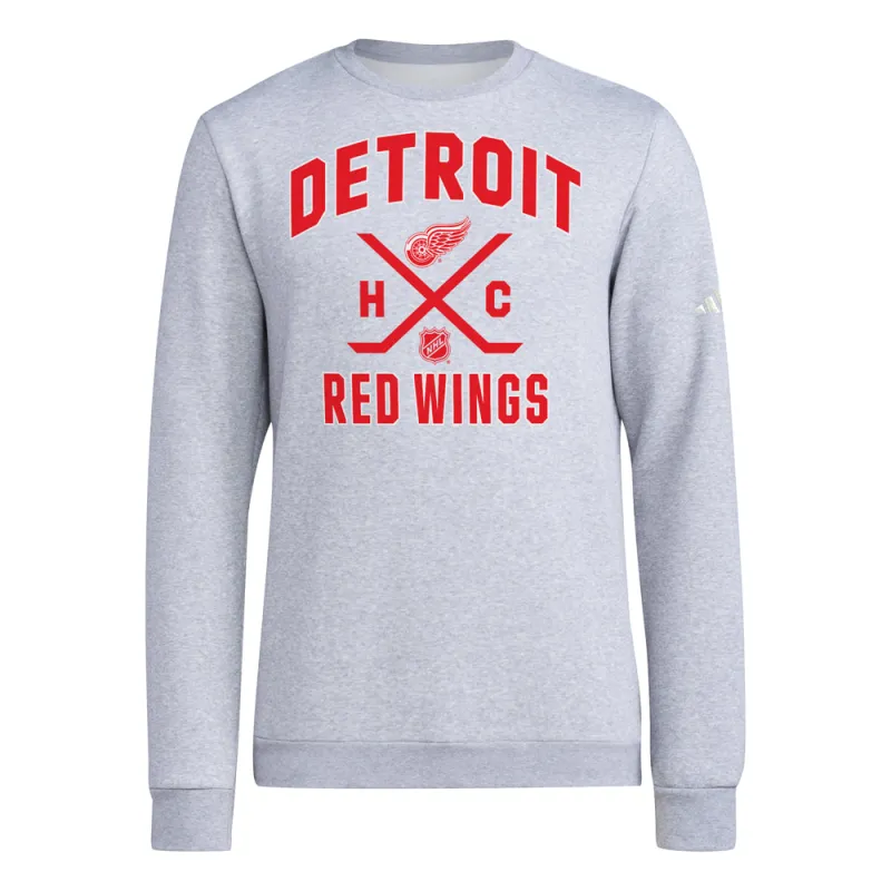 Ice Hockey Detroit Red Wings Fleece Crew Neck Sweatshirt made by Adidas