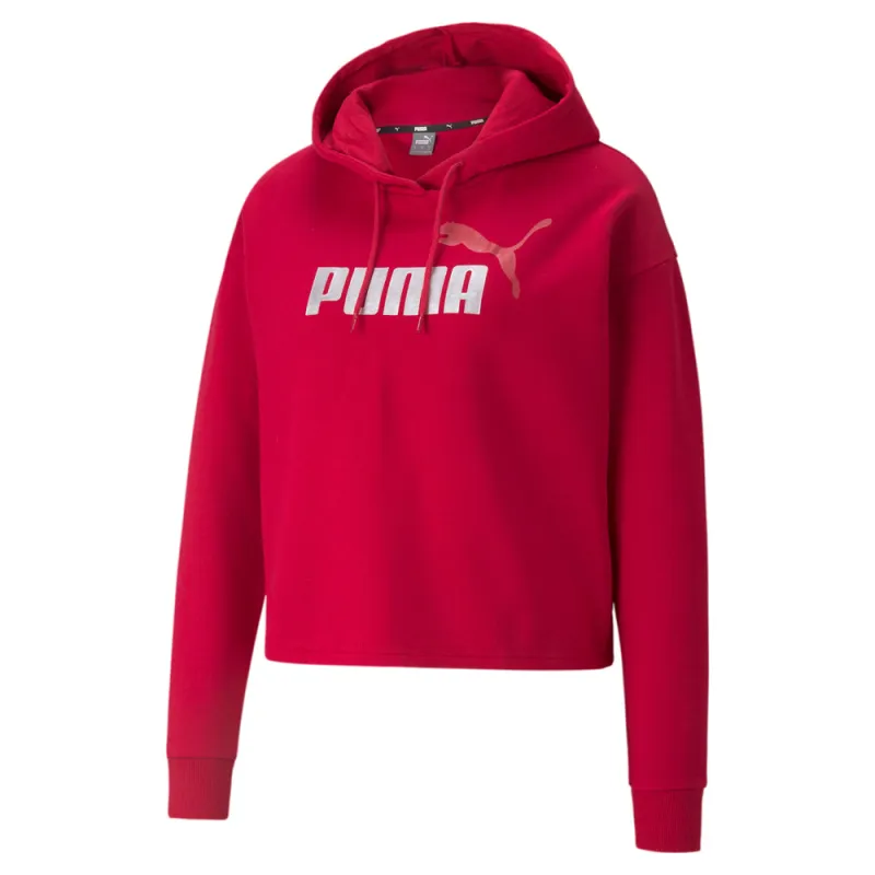 Essentials Cropped Metallic Logo Pullover Hoodie made by Puma