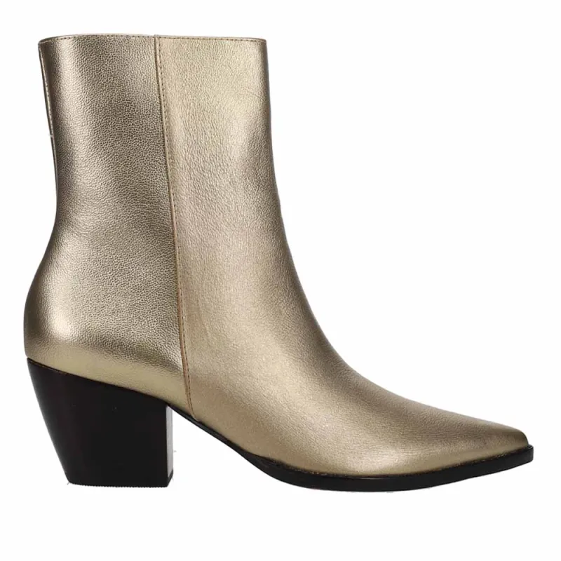 Caty Metallic Pointed Toe Zippered Booties sold by Shoebacca