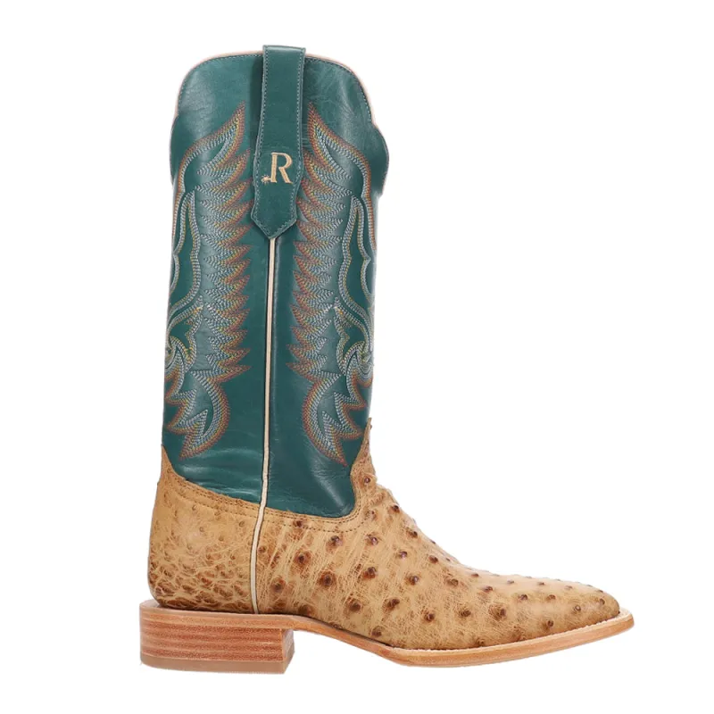 Full Quill Ostrich Embroidered Square Toe Cowboy Boots sold by Shoebacca