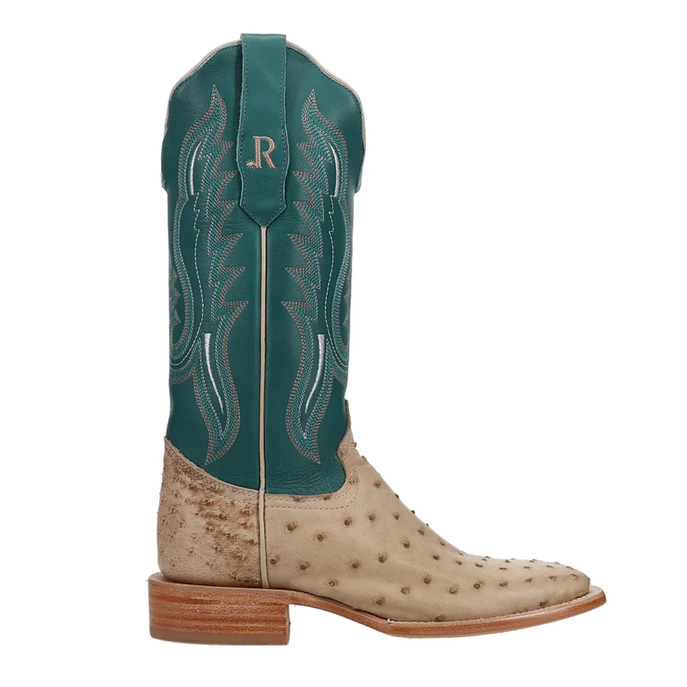 Full Quill Ostrich Embroidered Square Toe Cowboy Boots sold by Shoebacca