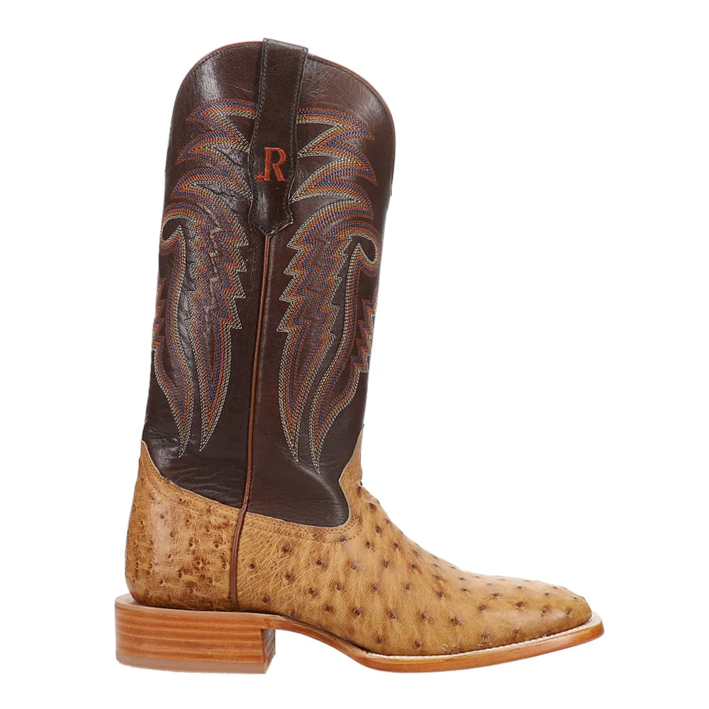 Full Quill Ostrich Embroidered Square Toe Cowboy Boots sold by Shoebacca