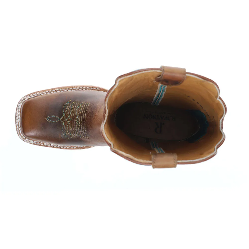 Honey Cowhide Embroidered Wide Square Toe Cowboy Boots sold by Shoebacca product image thumbnail 4