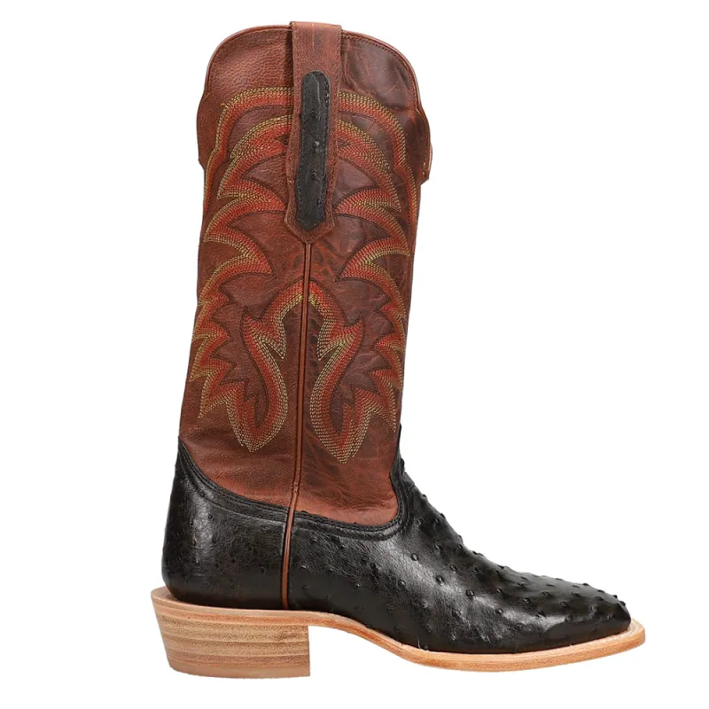 Full Quill Ostrich Embroidered Wide Square Toe Cowboy Boots sold by Shoebacca
