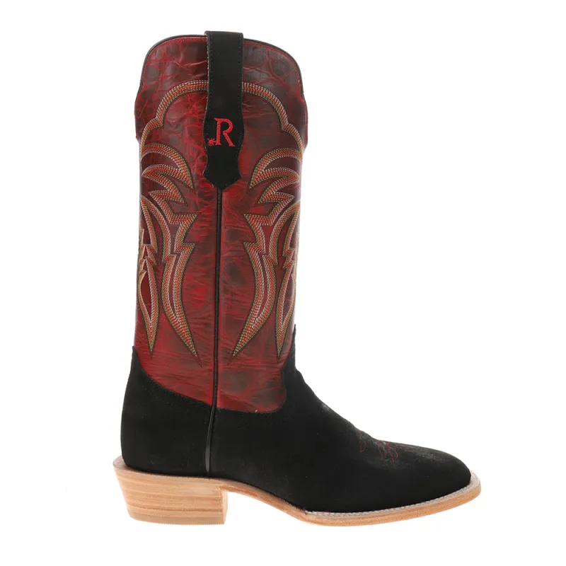 Roughout Wide Embroidered Square Toe Cowboy Boots sold by Shoebacca