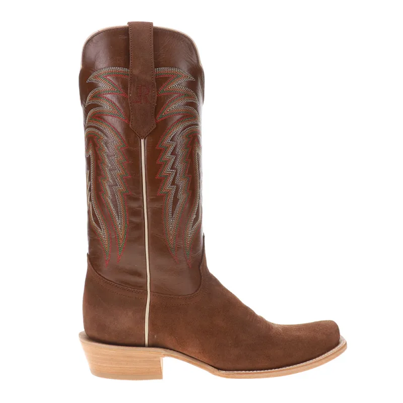 Roughout Narrow Embroidered Square Toe Cowboy Boots sold by Shoebacca