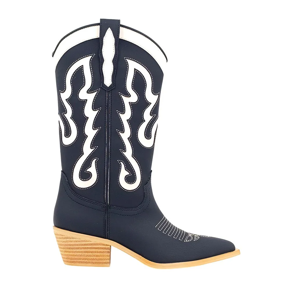 Yaya Embroiderd Pointed Toe Cowboy Boots sold by Shoebacca