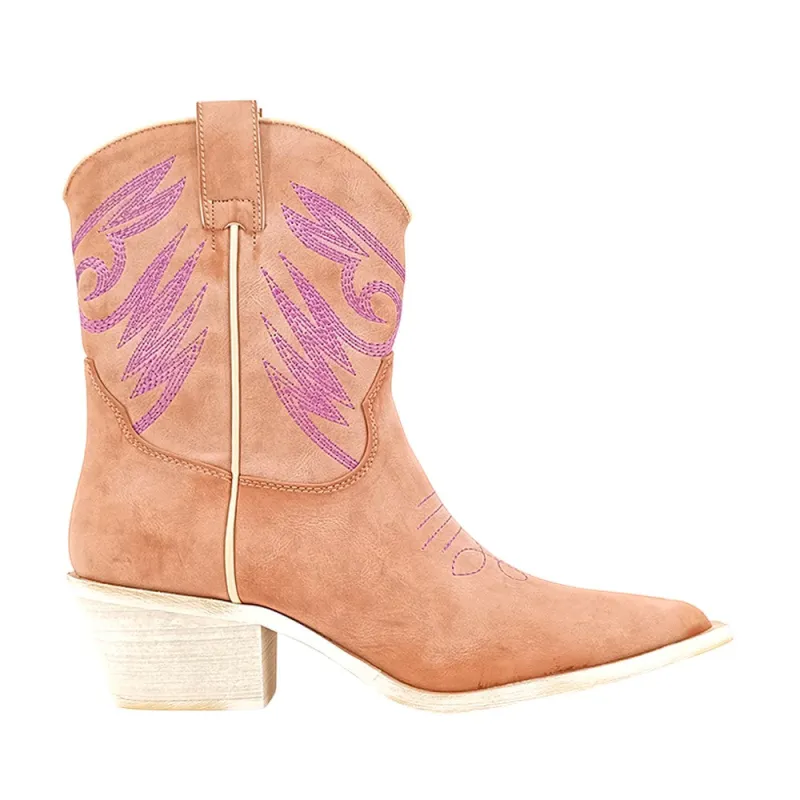 Zahara Embroidered Pointed Toe Cowboy Boots sold by Shoebacca
