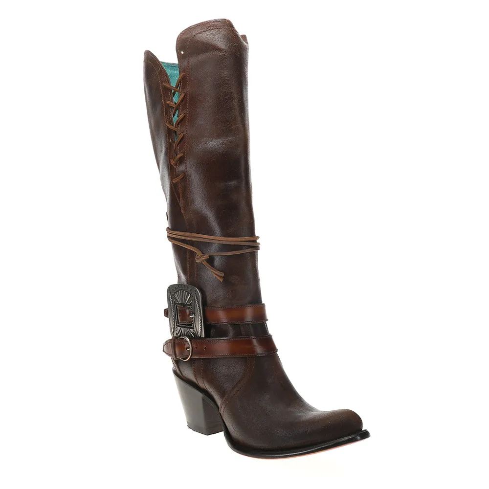 Harness and Lace Tall Round Toe Zippered Cowboy Boots sold by Shoebacca product image thumbnail 2