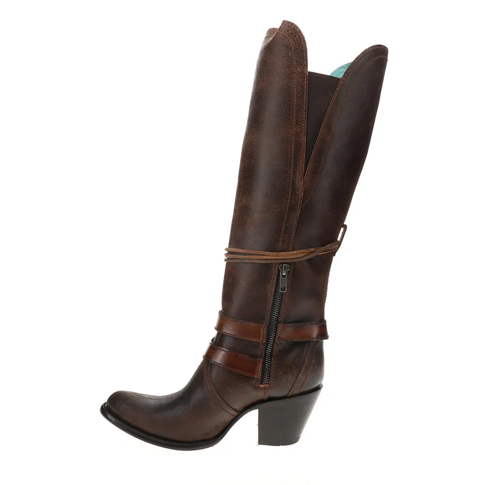 Harness and Lace Tall Round Toe Zippered Cowboy Boots sold by Shoebacca product image thumbnail 3