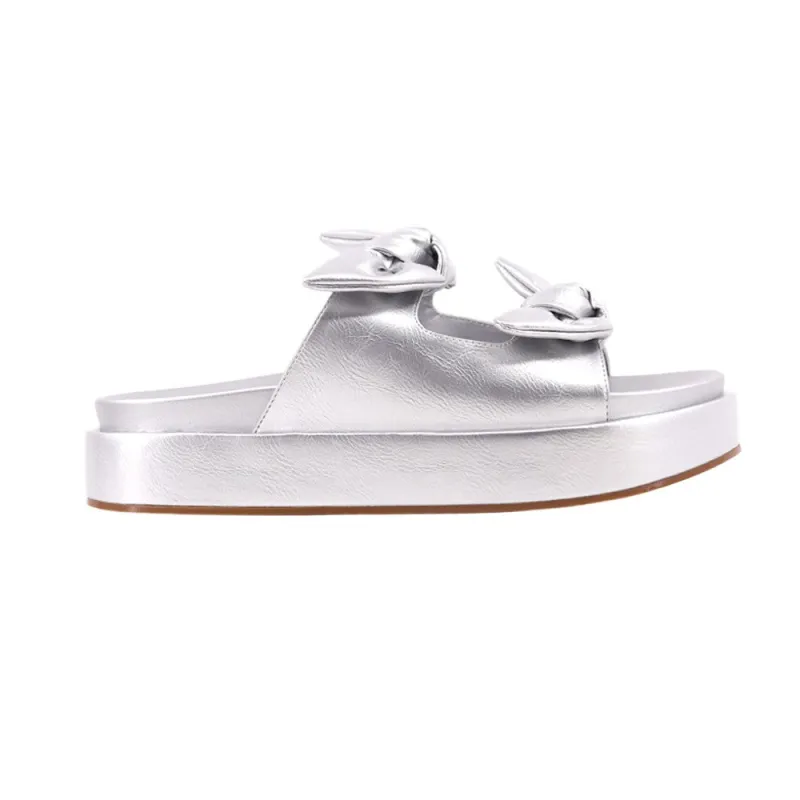 Kiki Metallic Flat Platform Sandals sold by Shoebacca