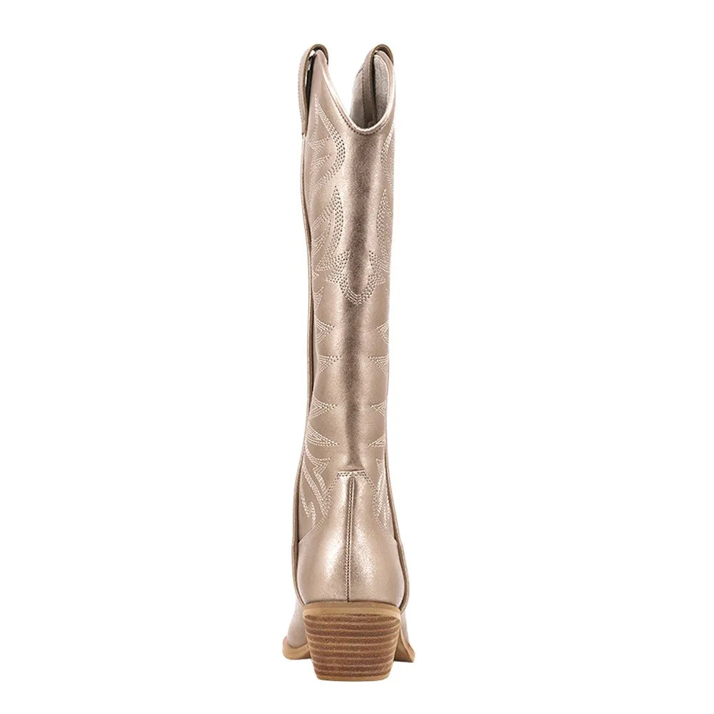 Zerena Embroidered Metallic Pointed Toe Pull On Cowboy Boots sold by Shoebacca product image thumbnail 4