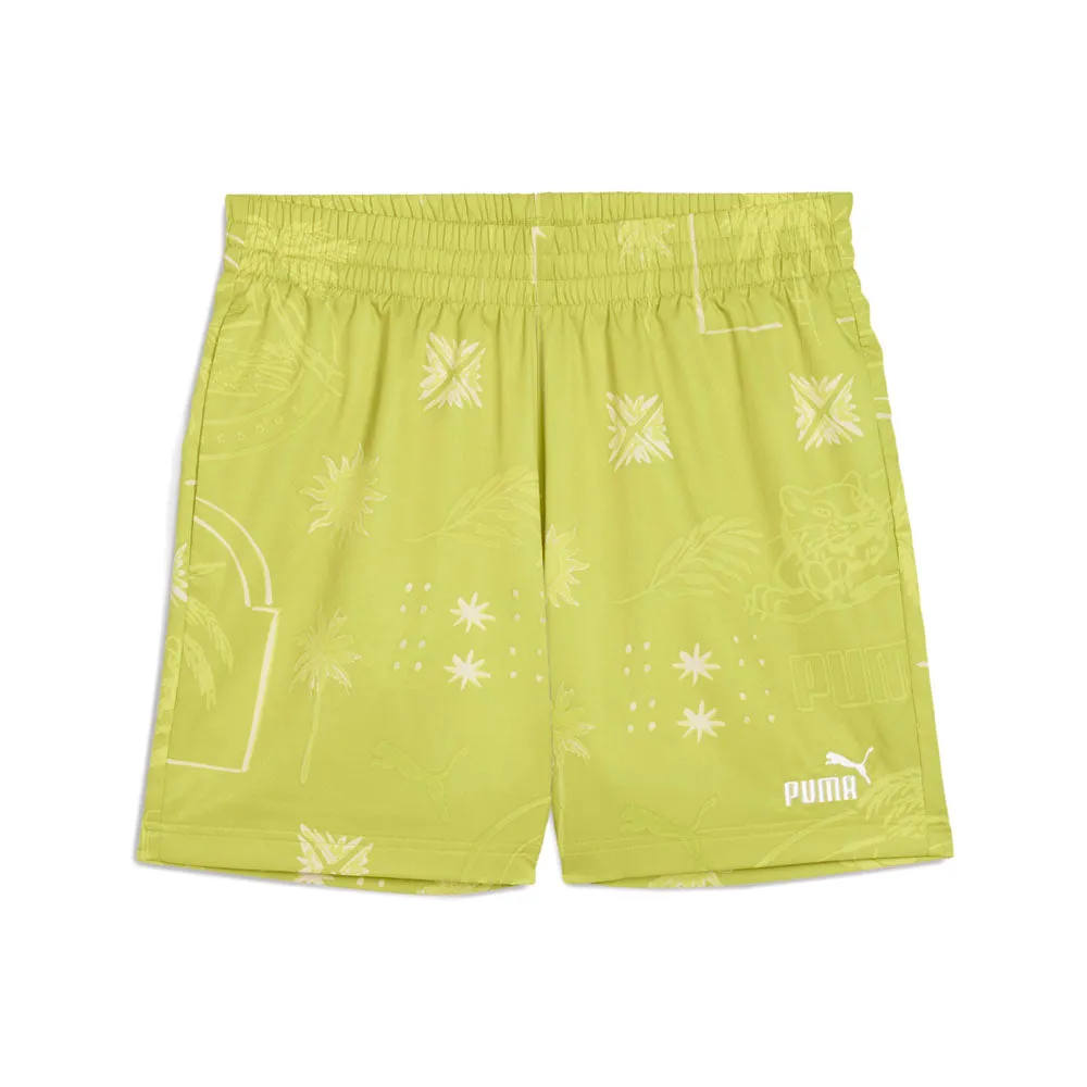 Palm Resort Graphic 5 Inch Woven Shorts sold by Shoebacca
