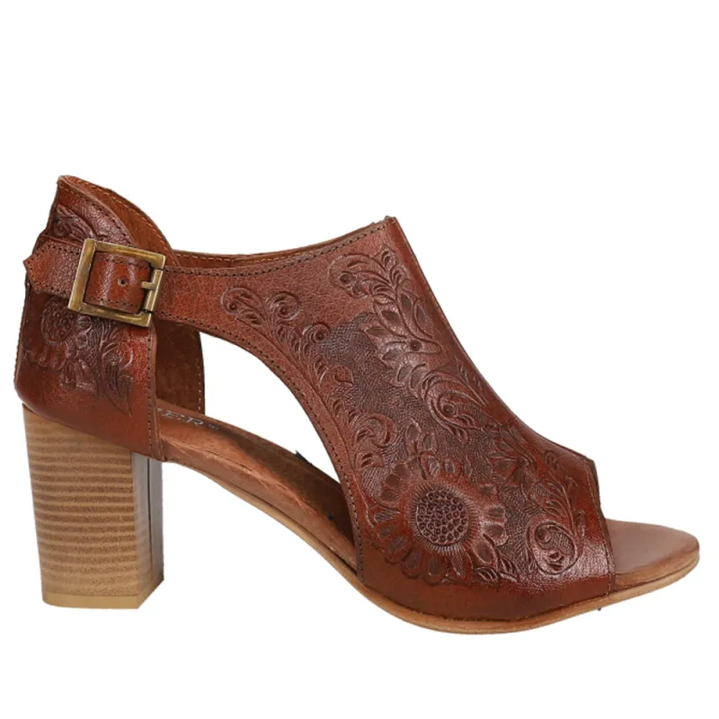 Mika Floral Embossed Closed Back Block Heel Pumps sold by Shoebacca