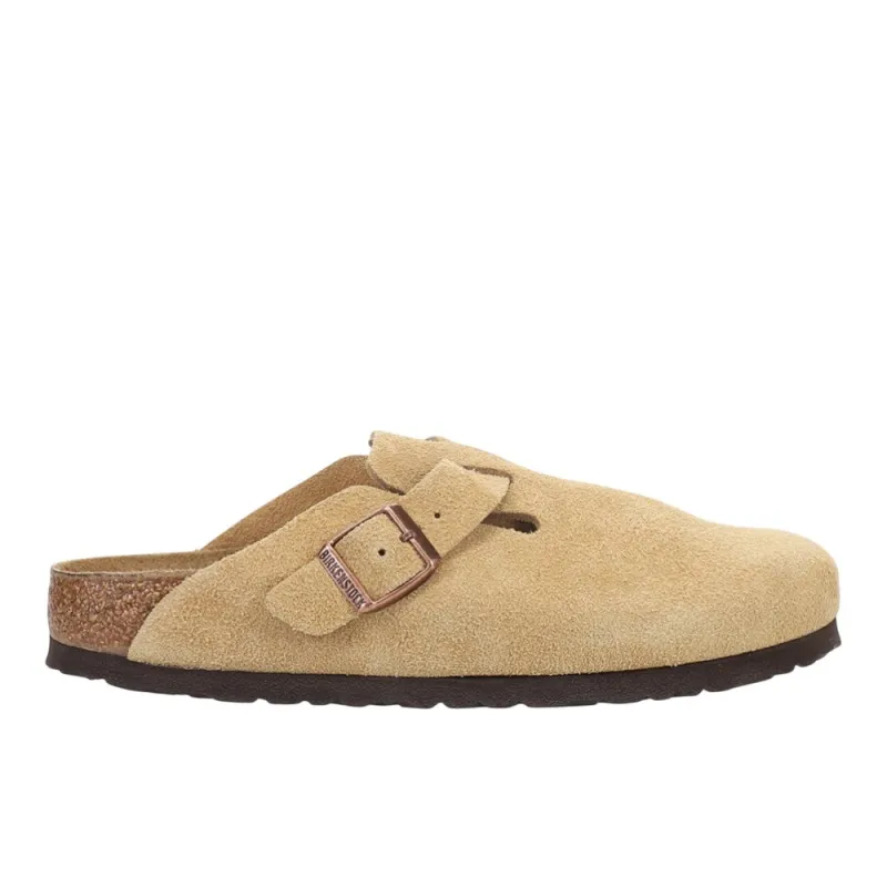 Boston Suede Leather Footbed Clogs sold by Shoebacca