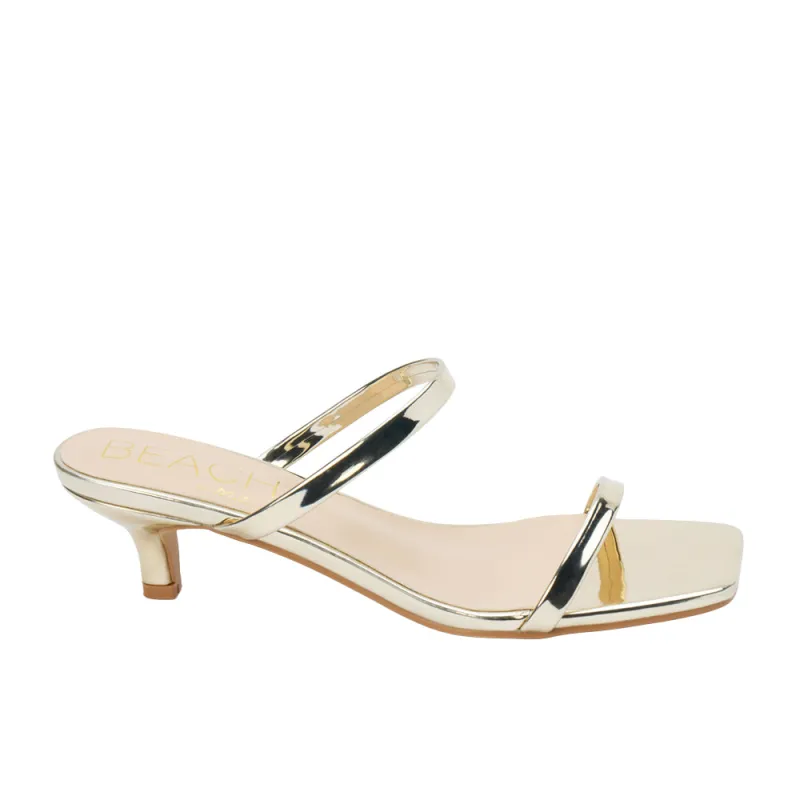 Jeanne Metallic Strappy Kitten Heel Sandals sold by Shoebacca