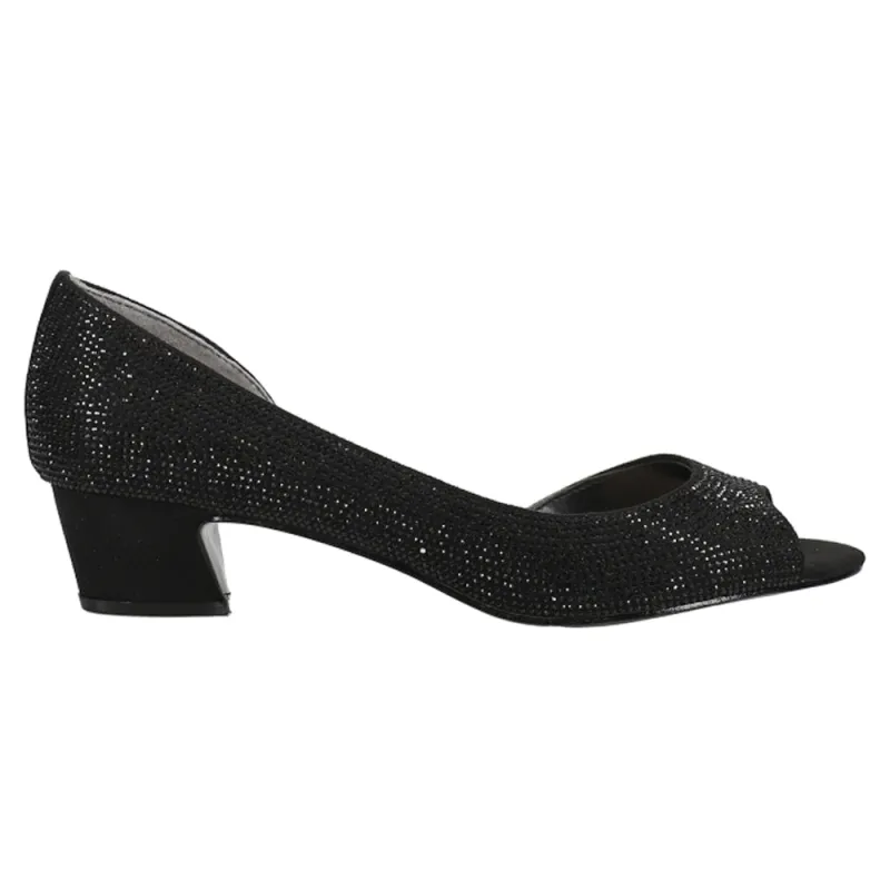 Rossie Rhinestone Peep Toe Evening Pumps sold by Shoebacca