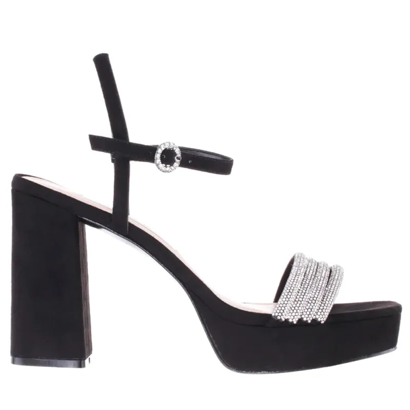 Sully Rhinestone Ankle Strap Block Heel Platform Sandals sold by Shoebacca