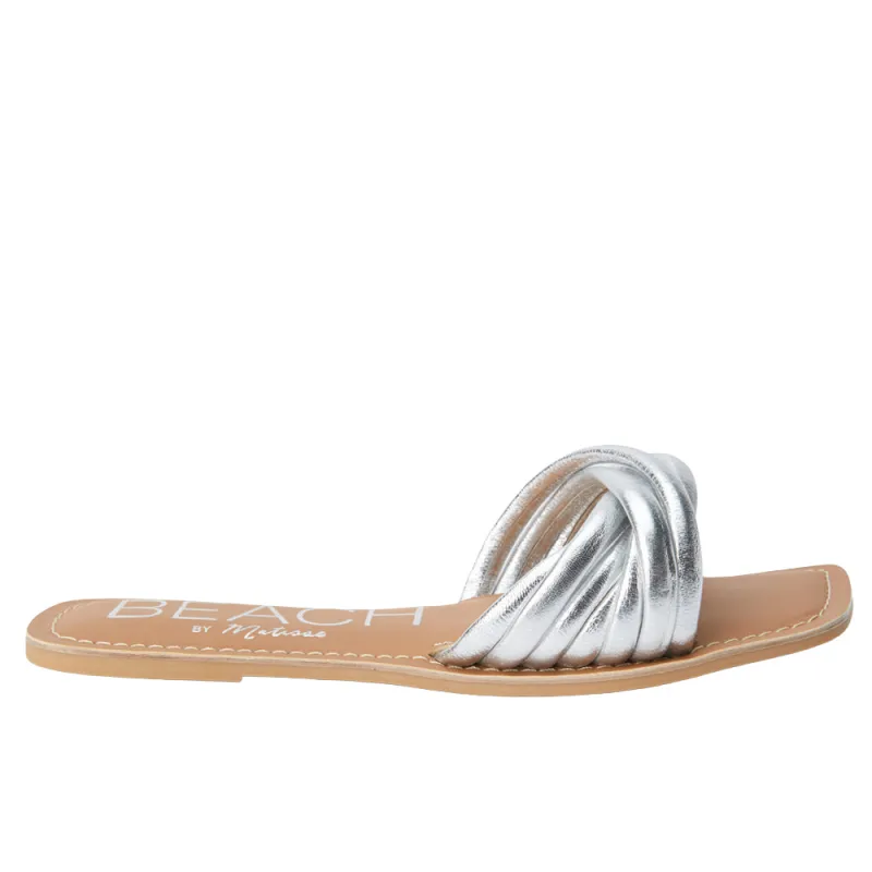 Gale Metallic Slide Sandals sold by Shoebacca