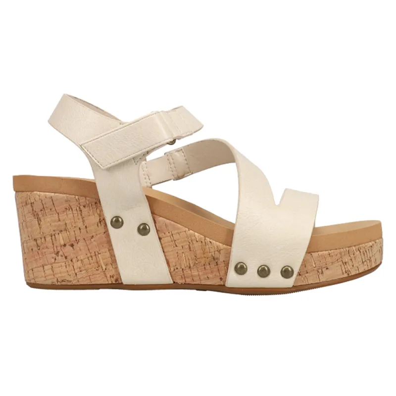 Spring Fling Studded Ankle Strap Wedge Sandals sold by Shoebacca