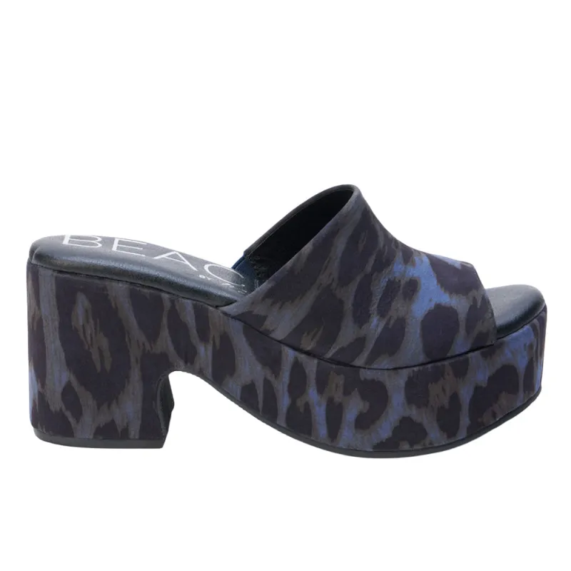 Terry Leopard Block Heel Platform Sandals made by Shoebacca