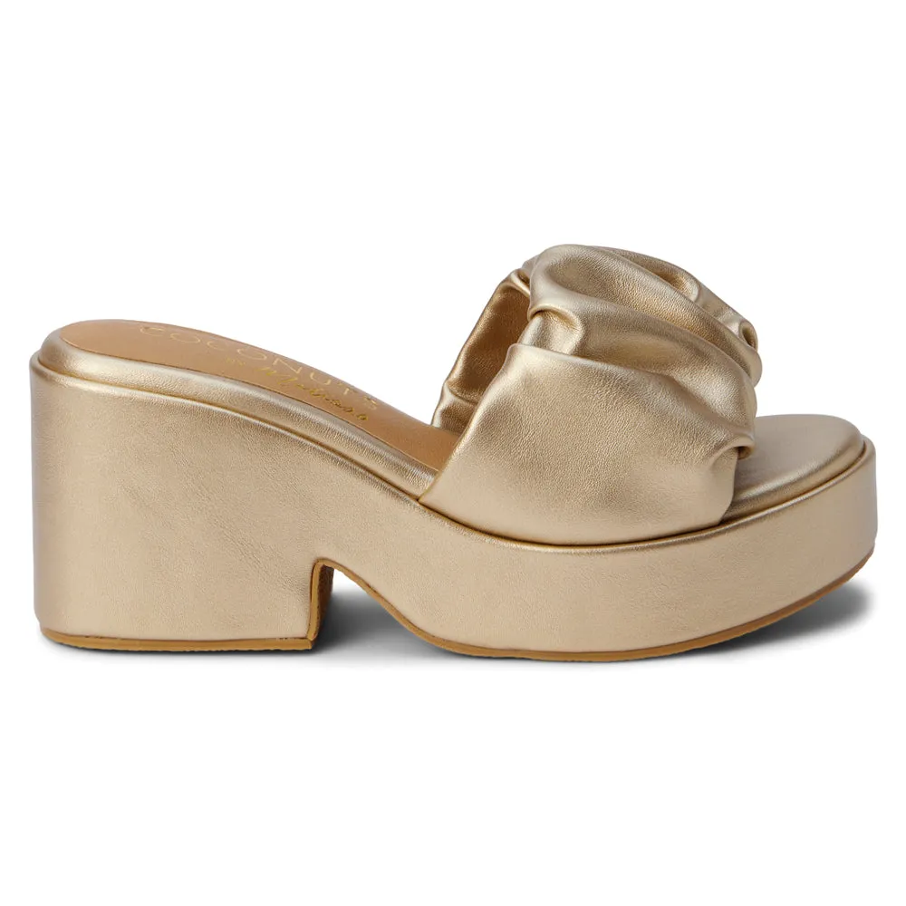 Rue Metallic Platform Sandals sold by Shoebacca