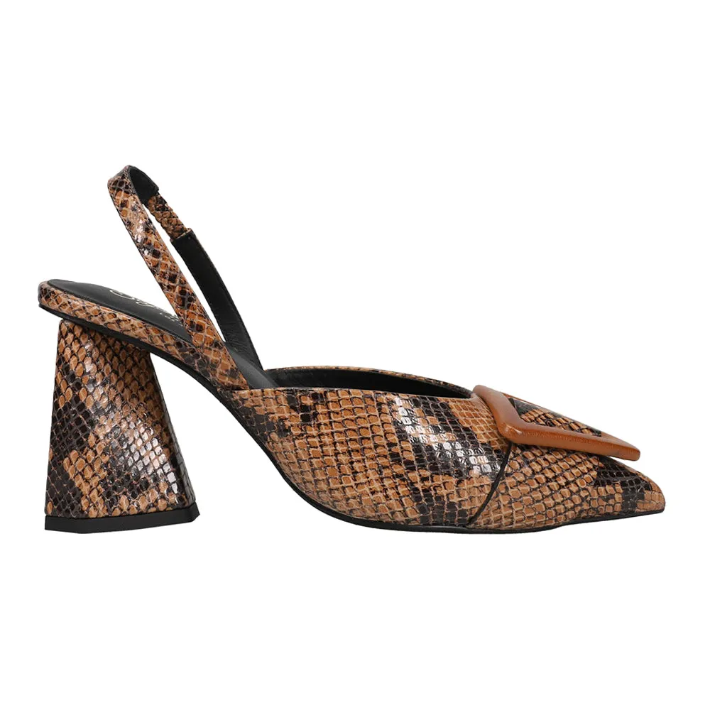 Rumor Has It Snake Block Heel Pumps sold by Shoebacca