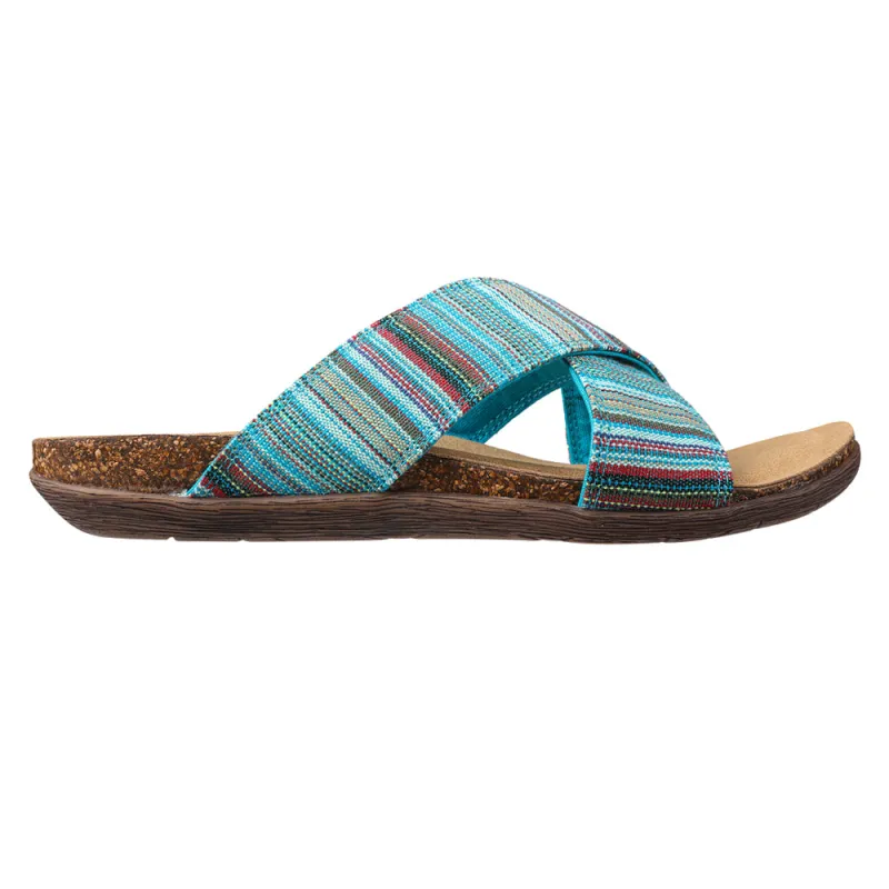 Leyla Striped Slide Sandals sold by Shoebacca