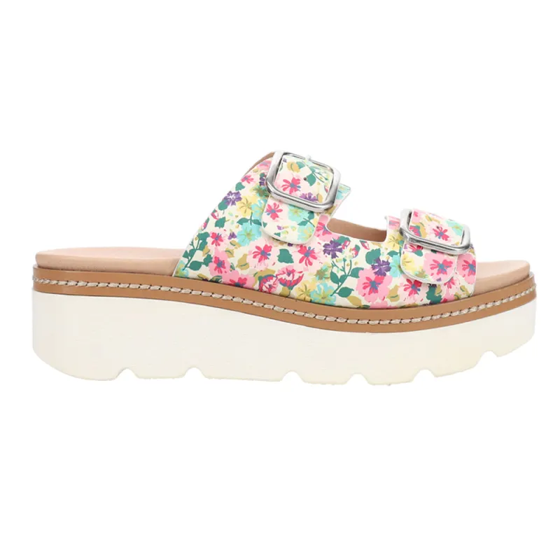 Surfs Up Floral Platform Slide Sandals sold by Shoebacca