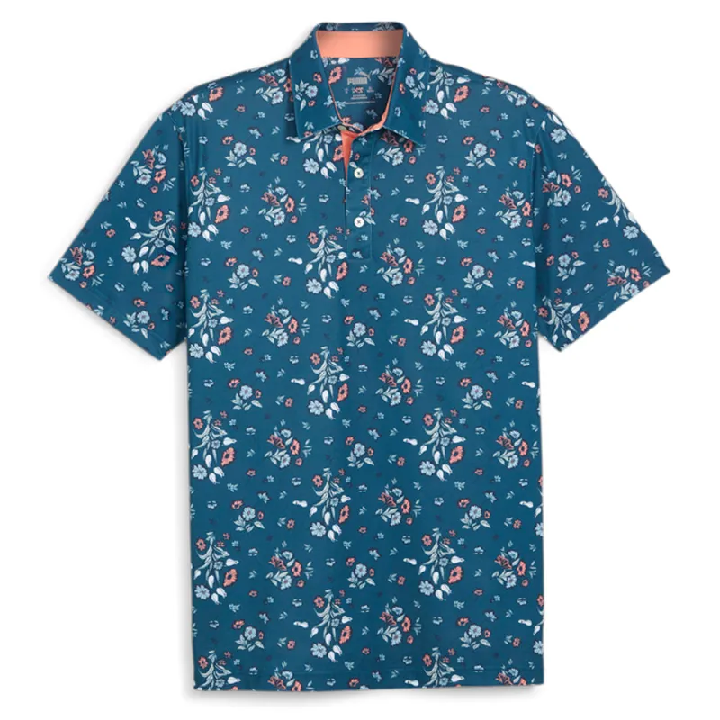 Pique Heirloom Floral Short Sleeve Polo Shirt sold by Shoebacca